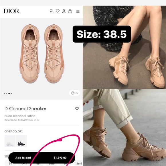 Authentic Christian Dior D-Connect sneakers in nude - Picture 3 of 15